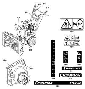 Decals Group Diagram and Parts List for 1696410-01-ST661BS  Briggs and Stratton Snow Blower